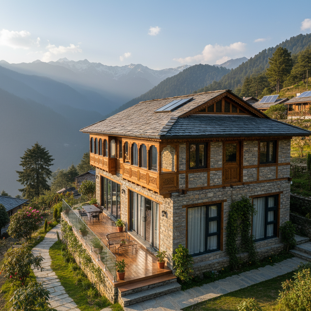 Renovated traditional Pahadi homestay blending modern amenities with authentic mountain architecture