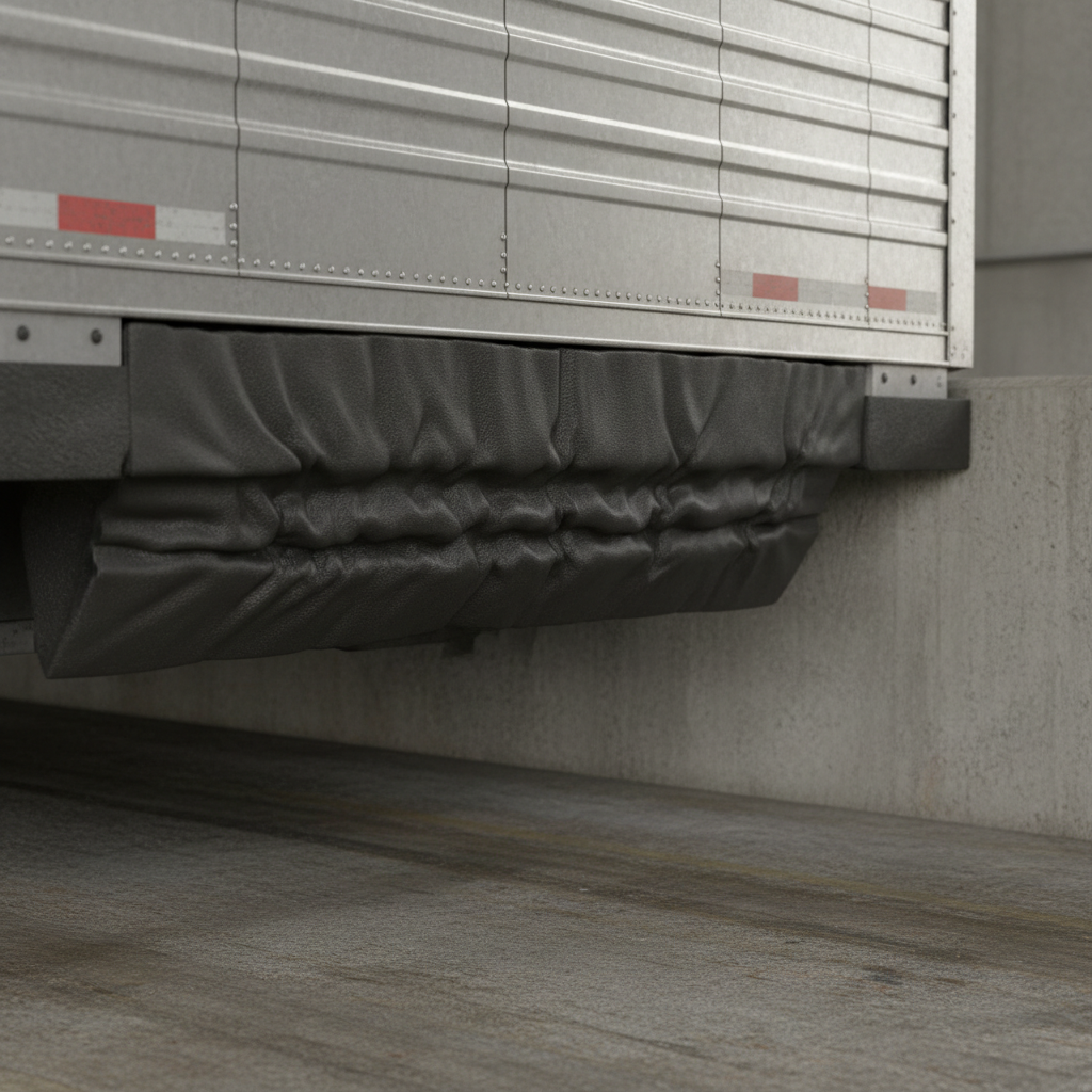 EPDM foam dock seal compressed against trailer face on loading dock