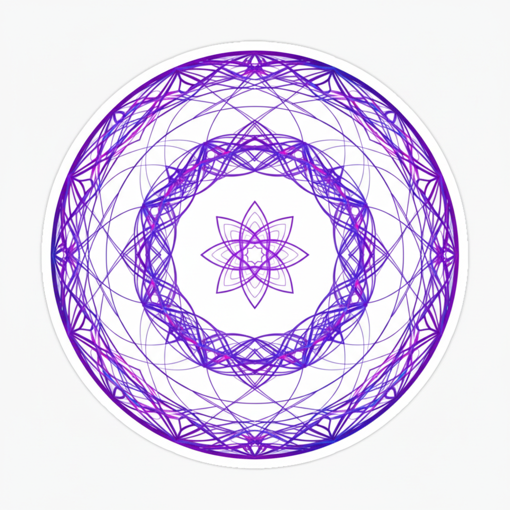 Abstract geometric light forming a protective circle in deep violet tones, sacred boundary energy