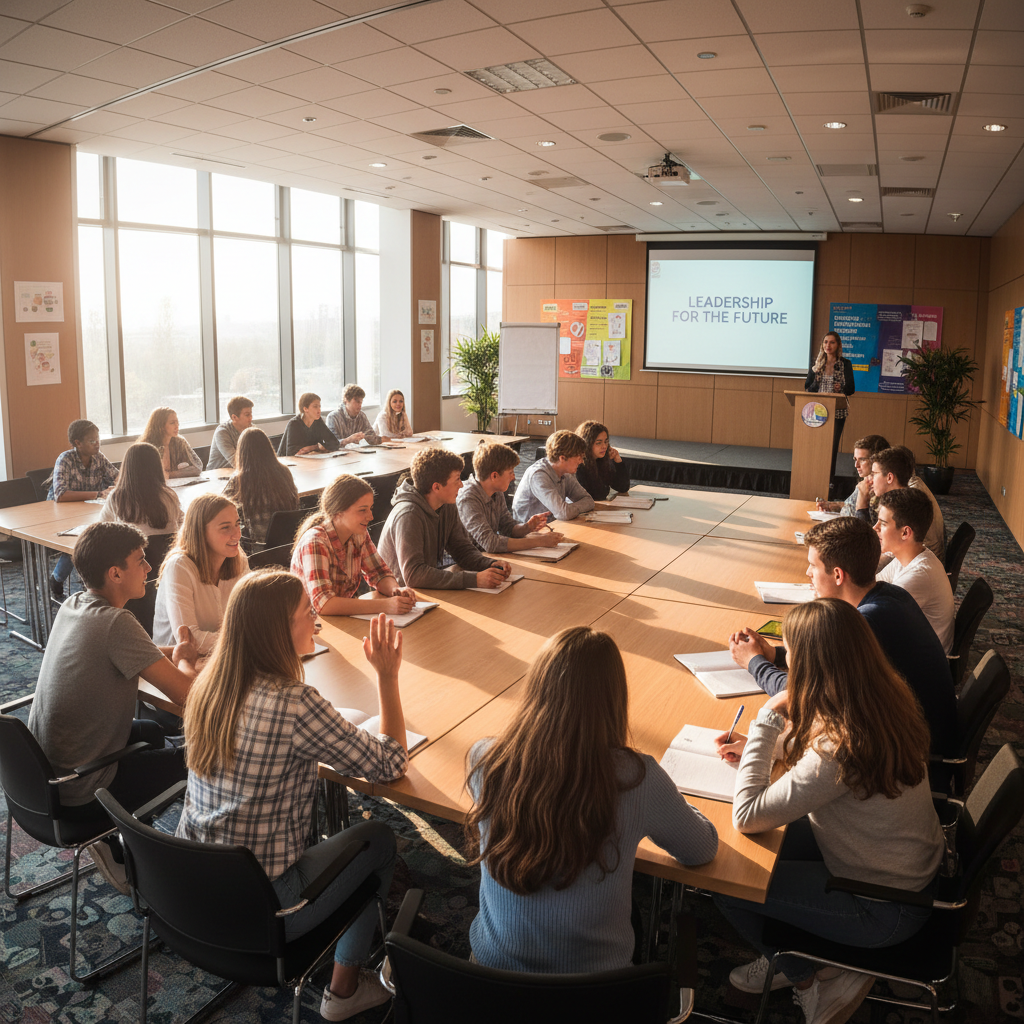 Young participants engaged in an entrepreneurship training and leadership development session