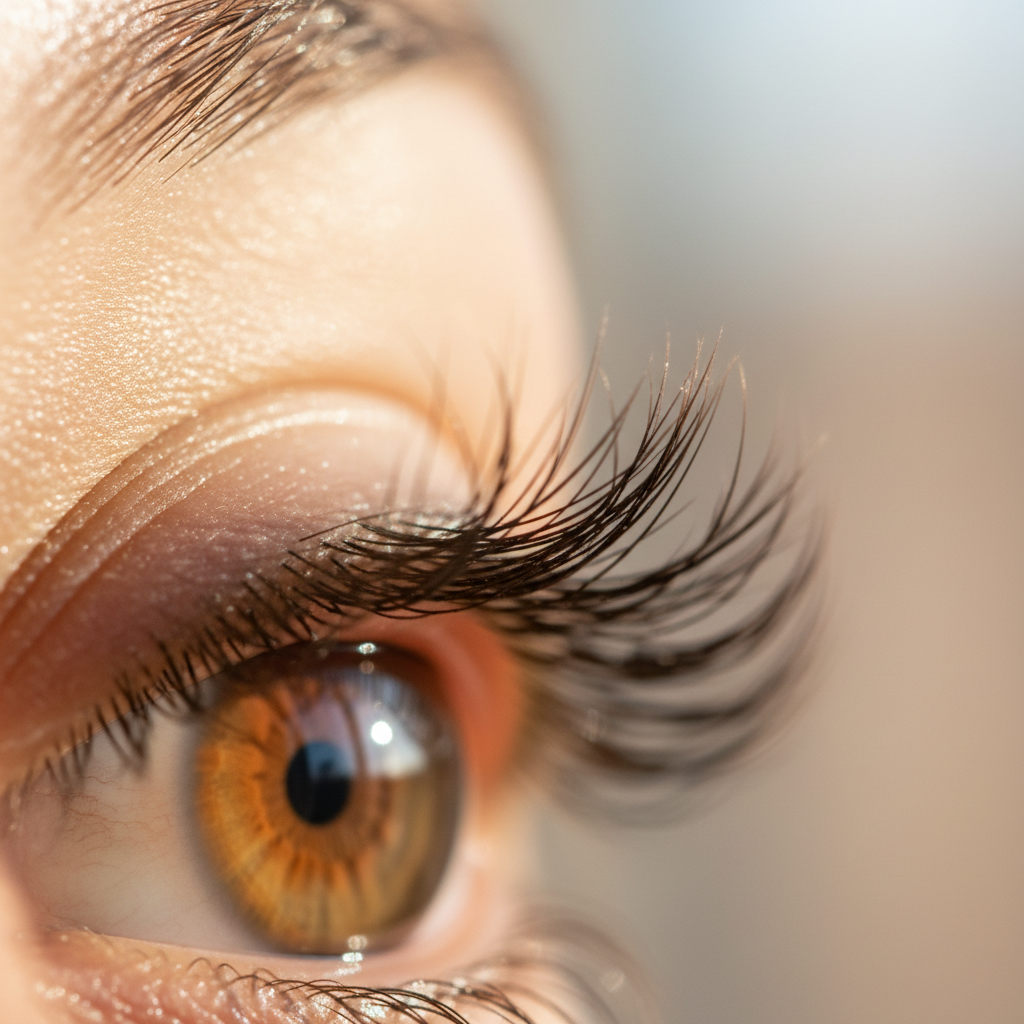 Beautiful lash lift and tint result showing defined natural-looking eyelashes