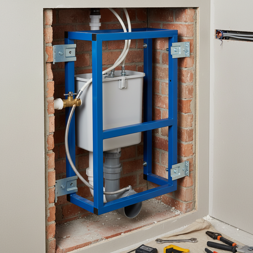 Geberit Duofix installation frame with concealed cistern for wall-hung toilet