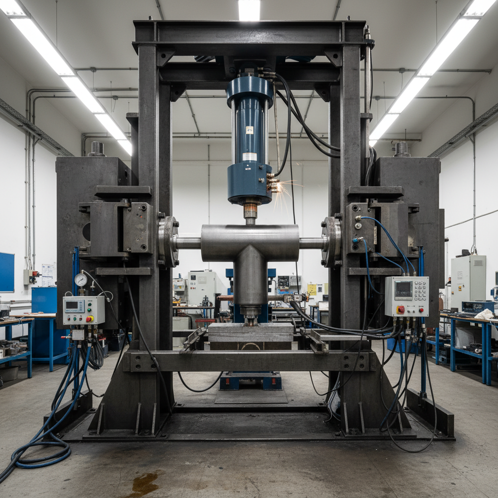 Mechanical test rig with actuator in motion blur during fatigue cycle testing