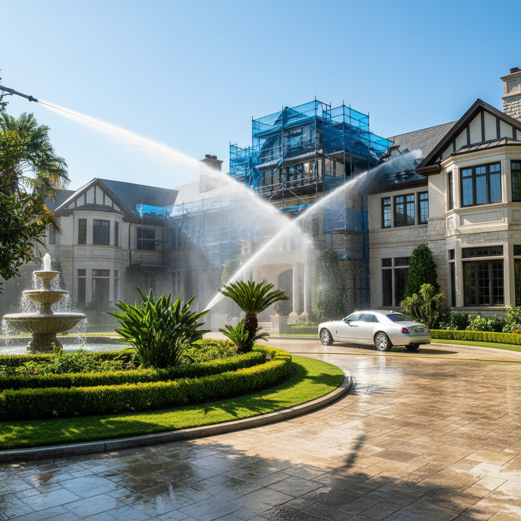 Luxury estate power washing in Silverleaf gated community