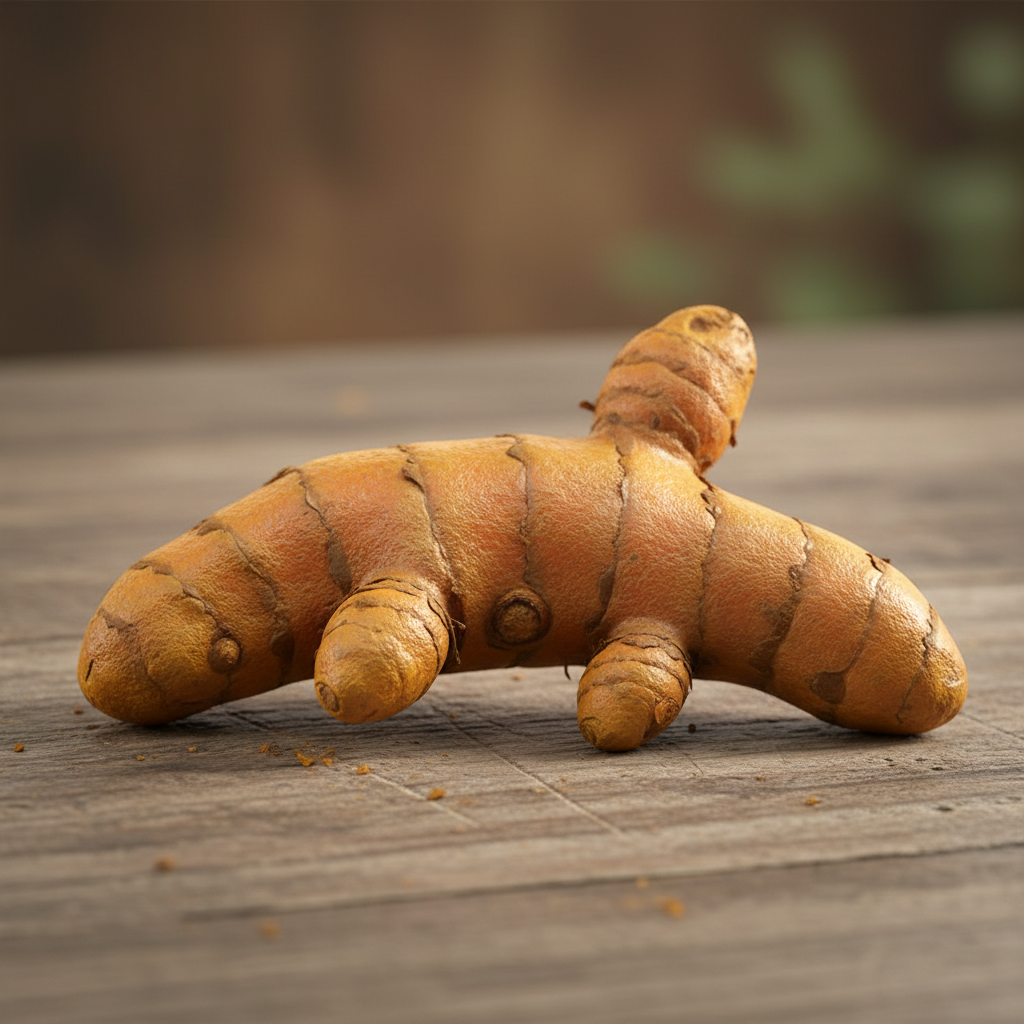 Fresh organic ingredients turmeric ginger amla arranged on wooden surface dark moody atmospheric lighting