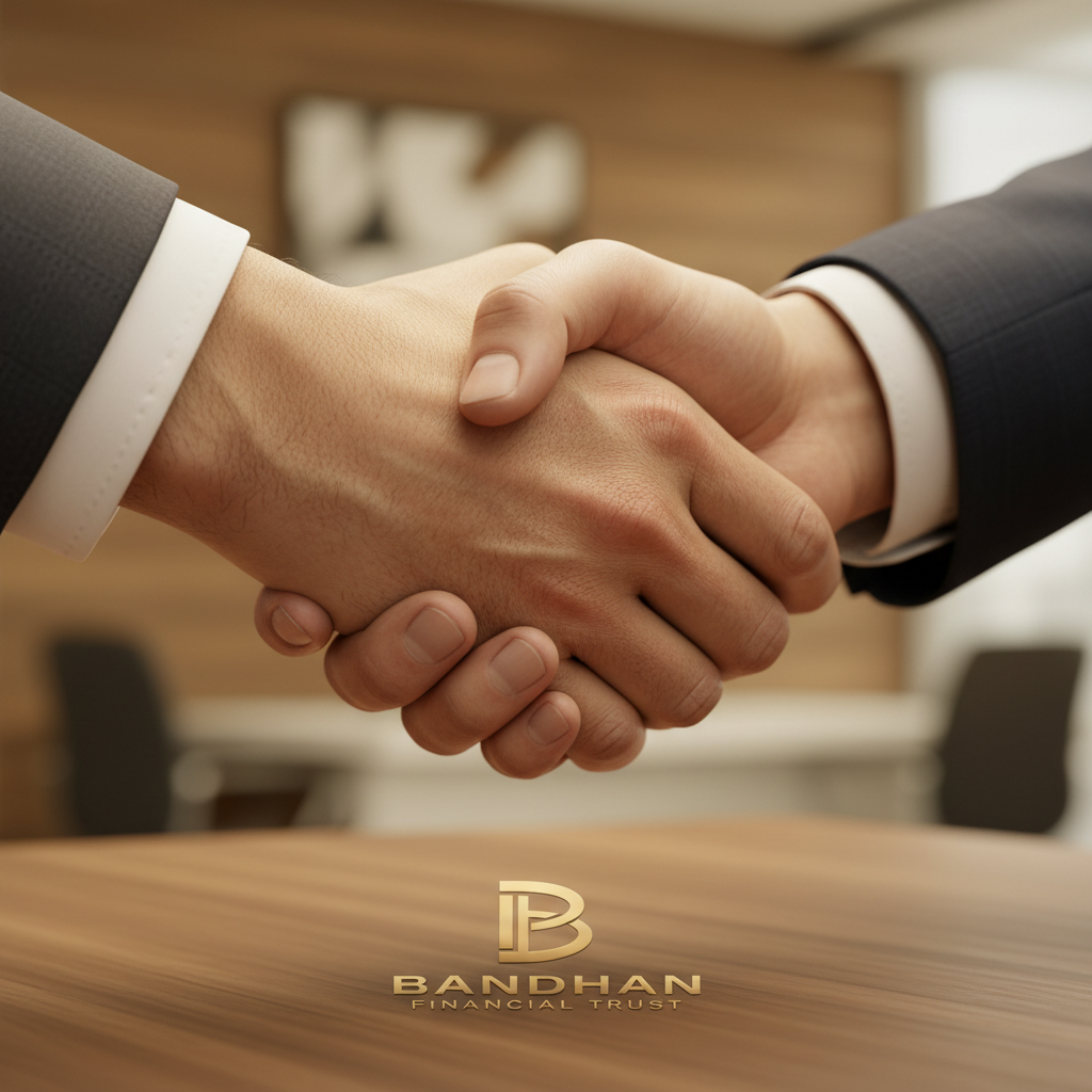 Two executives shaking hands in a professional setting symbolising a business introduction