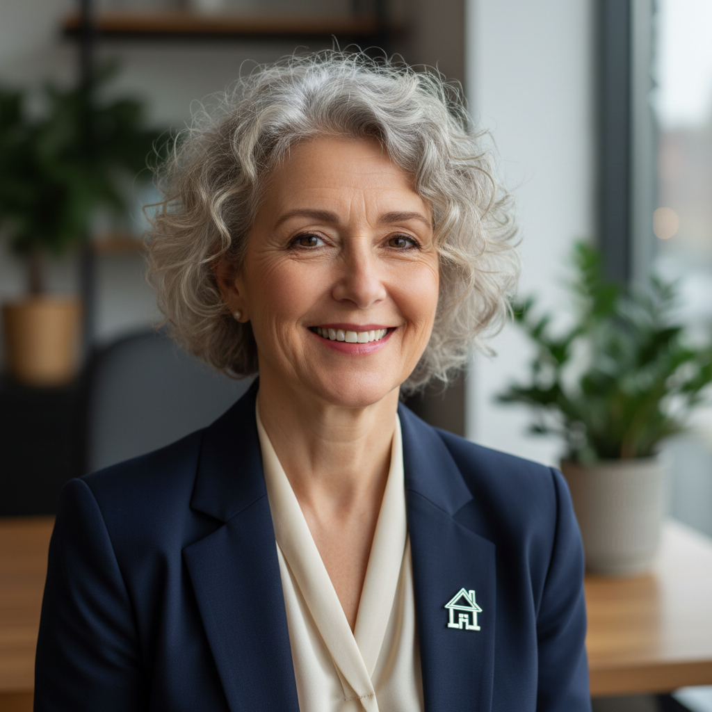 Valentina Herrera, agente inmobiliaria senior profesional con sonrisa confiada