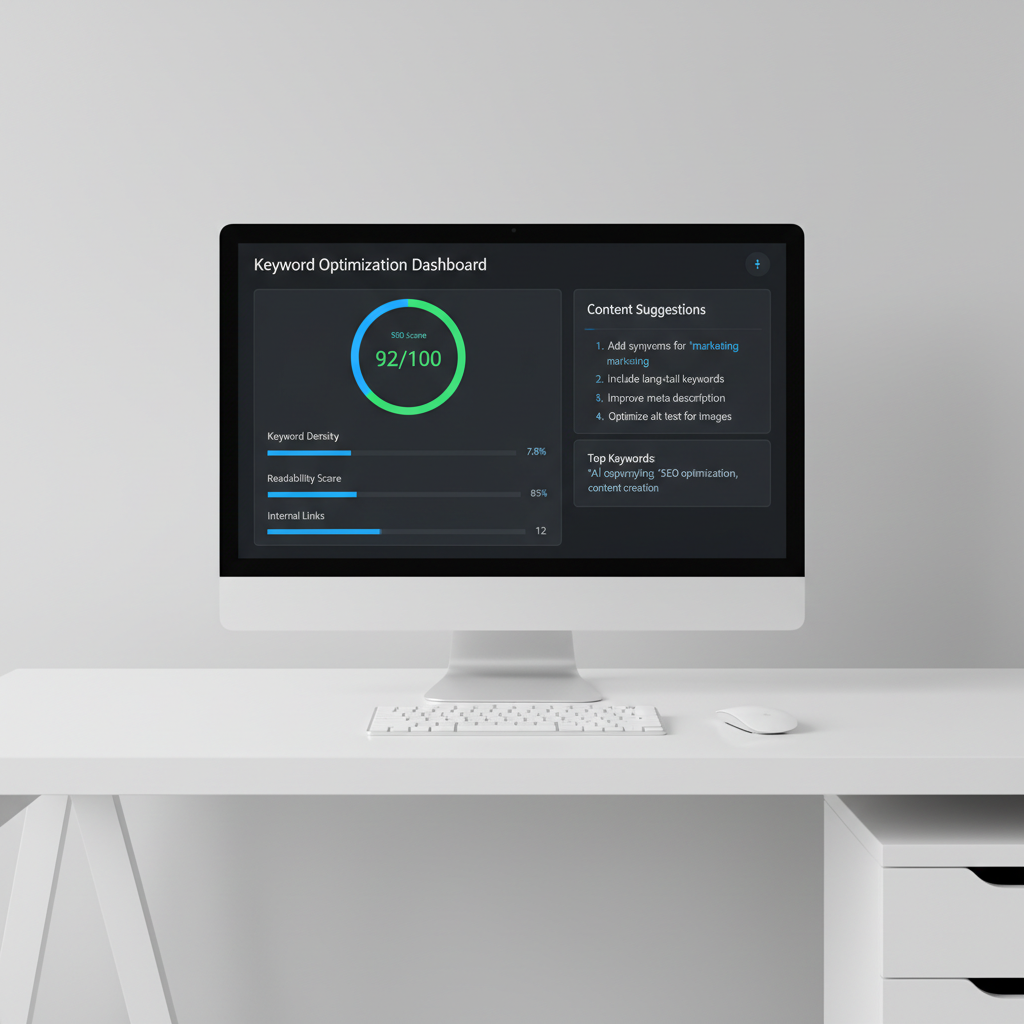 SEO optimization dashboard with content scoring