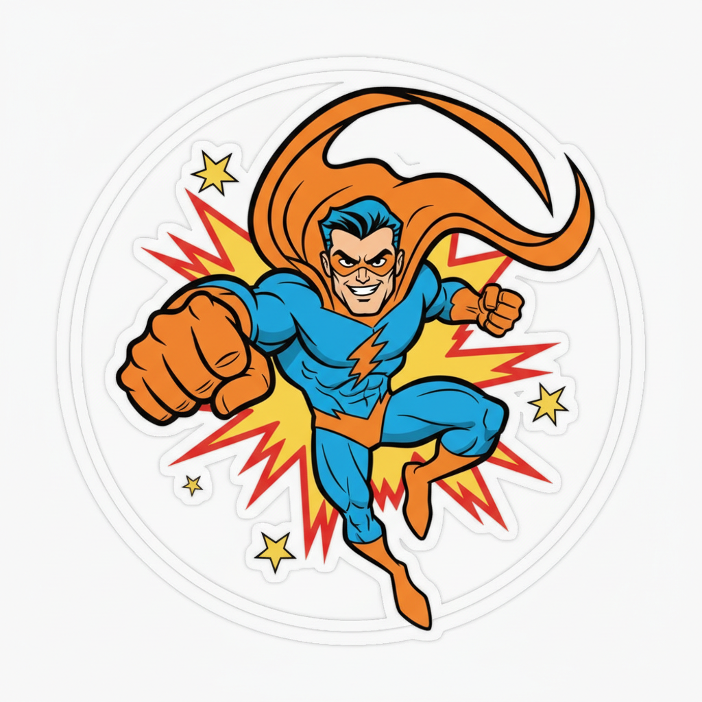Character rig pose — stylized hero character in dynamic action stance