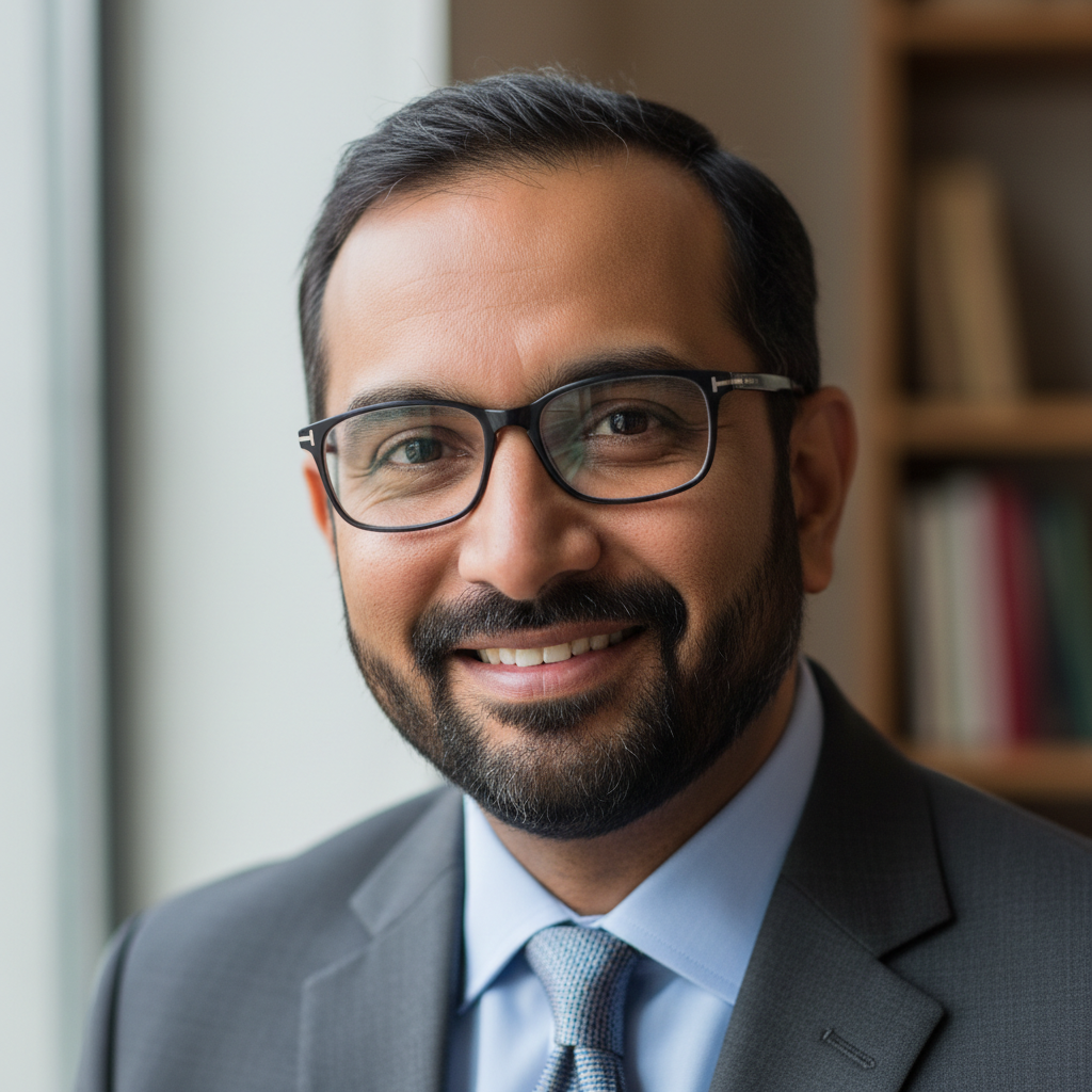 Indian man in professional attire with glasses