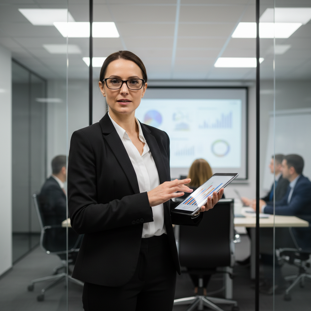 Sophie Leroux, coordinatrice de diagnostics, consultant une photo sur sa tablette
