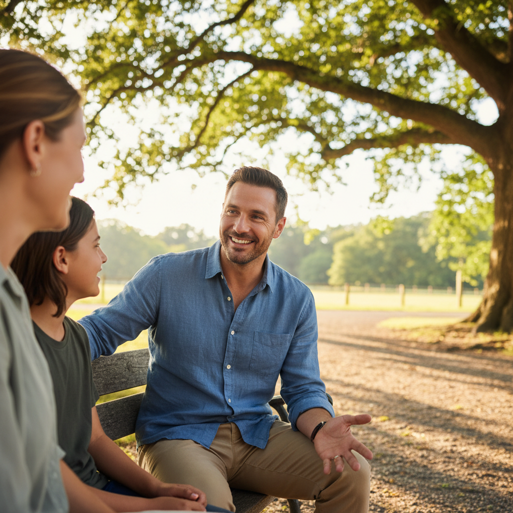 Parent peer support contact, man smiling outdoors