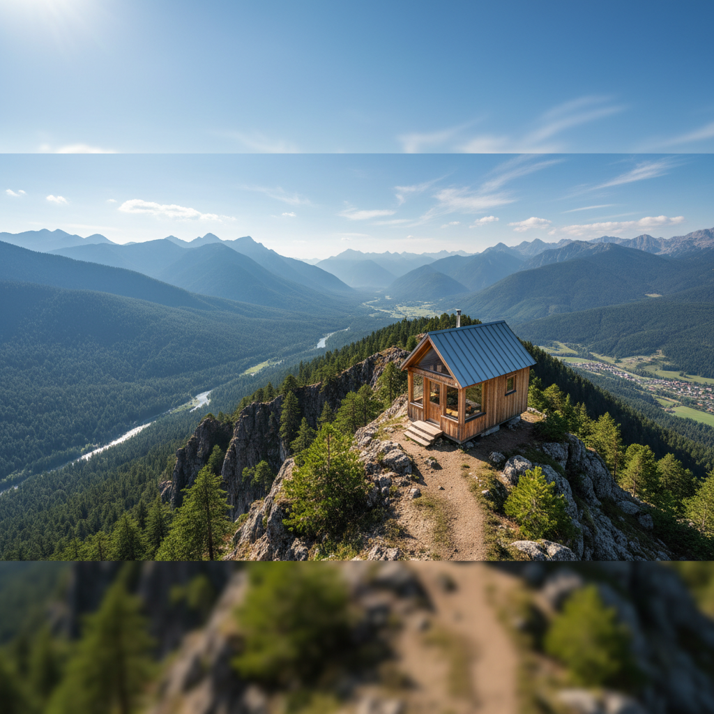 Tiny house perched on a mountain ridgeline at 6200 feet with panoramic valley views