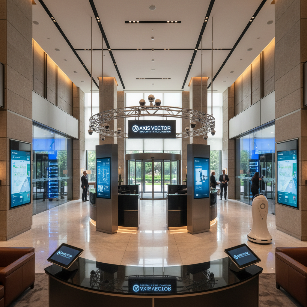 Luxury hotel lobby in Dubai with full IPTV and entertainment system installed by Satworks UAE