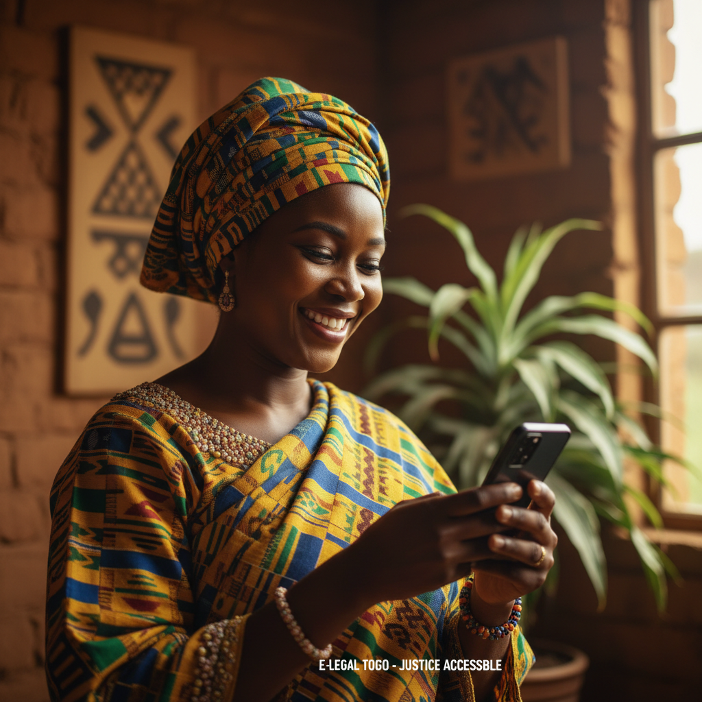 Homme africain souriant avec téléphone portable