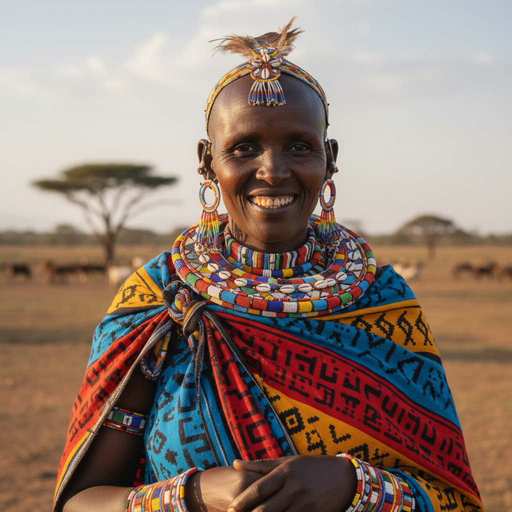 Kenyan woman teacher smiling in a classroom