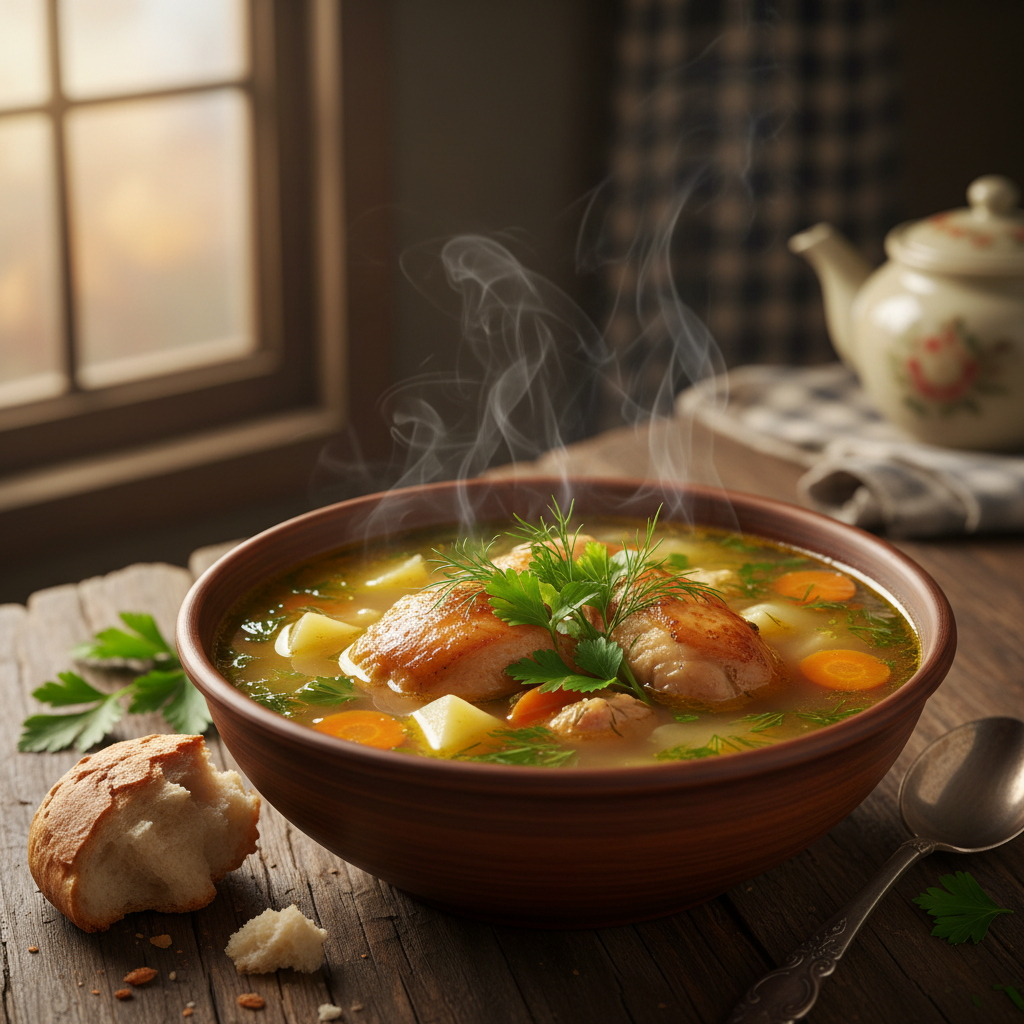 Bol de soupe au gingembre fumante avec légumes frais et épices, présentation soignée sur table sombre