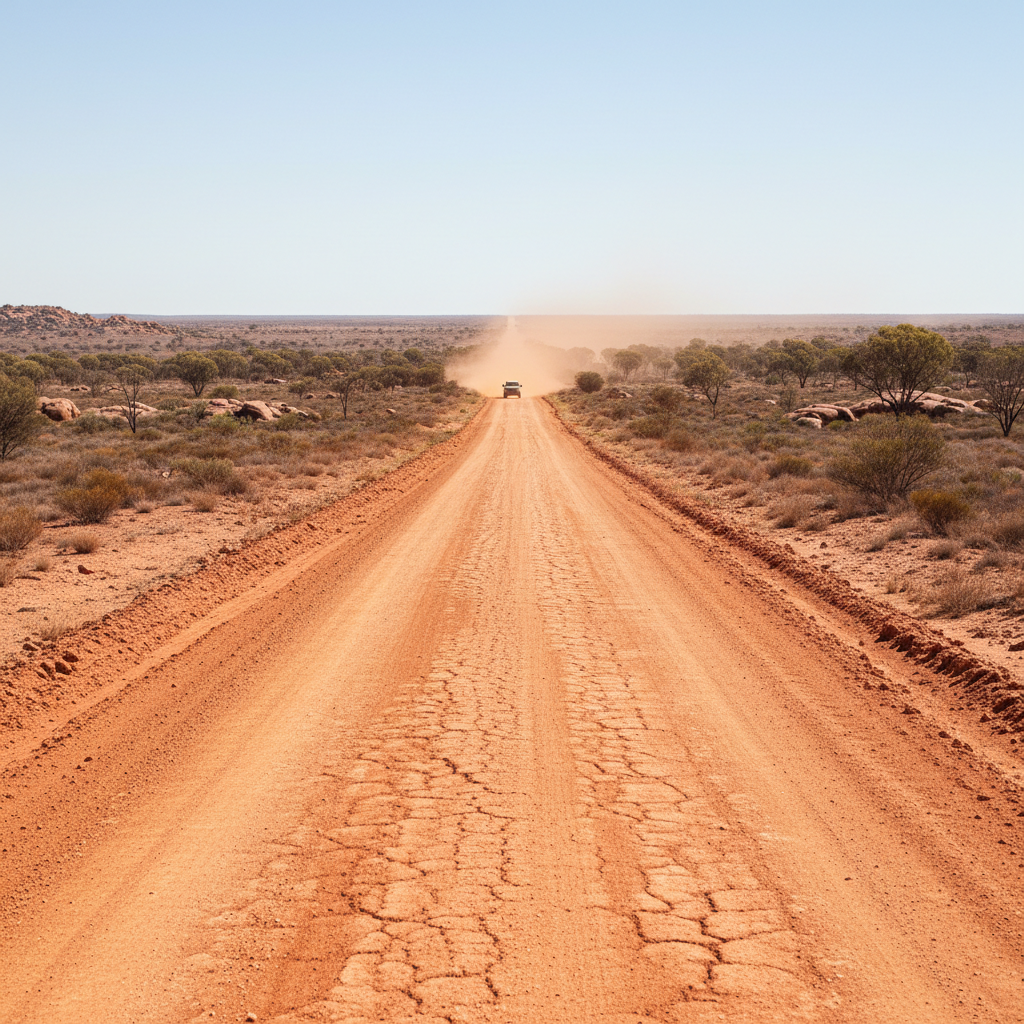 Australian outback road stretching into the horizon showing the vast distances that make car ownership essential in Australia