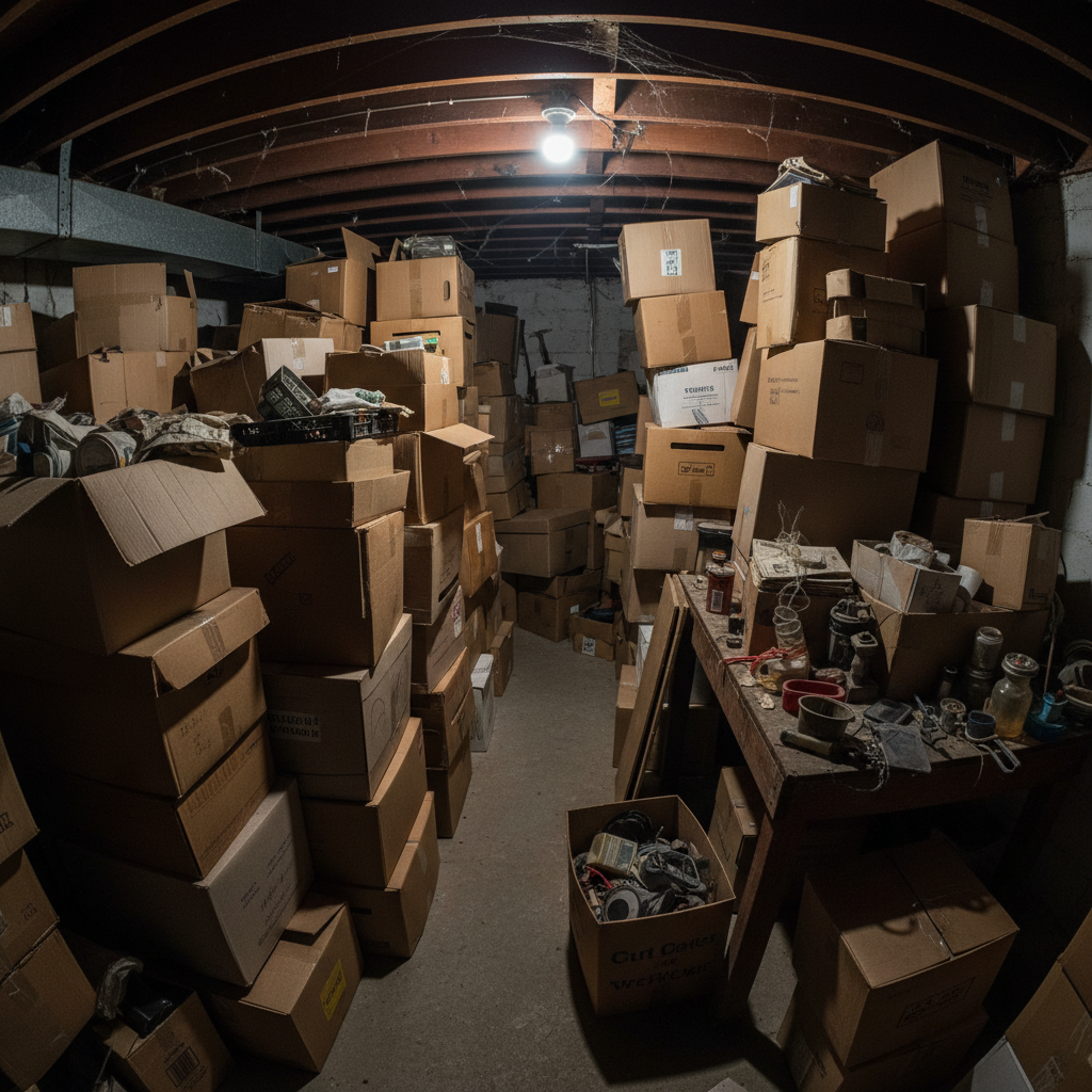 Cluttered room with no storage solutions
