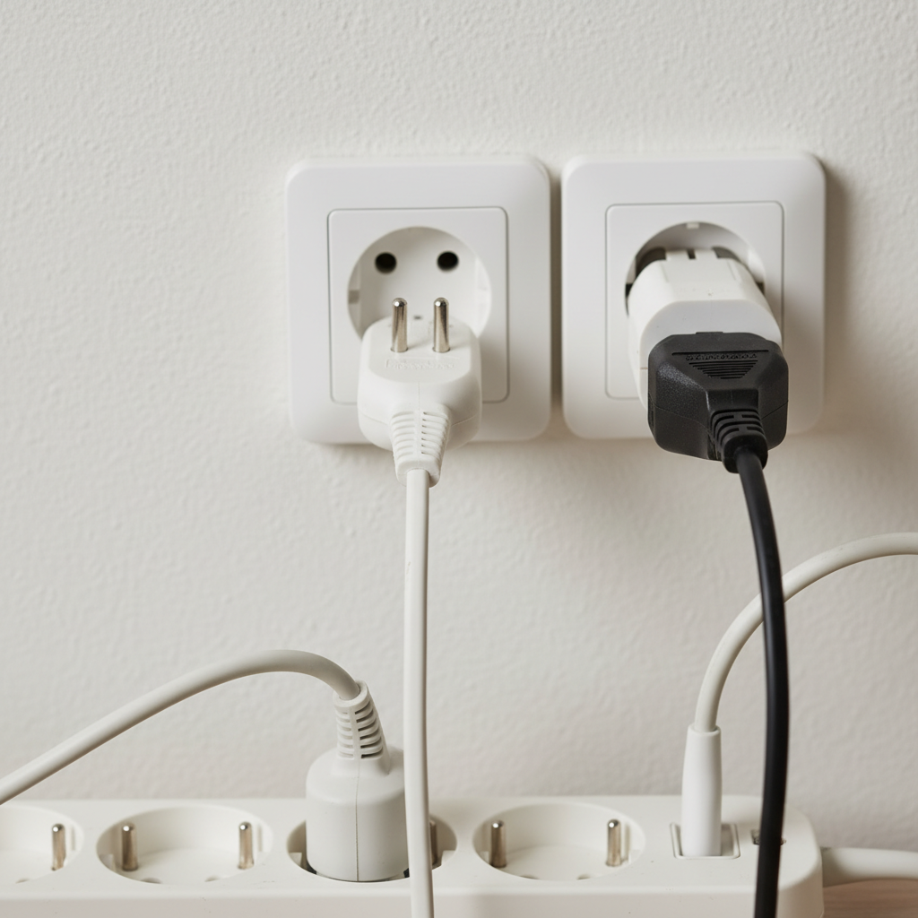 Electrical wires cables and socket components on white background