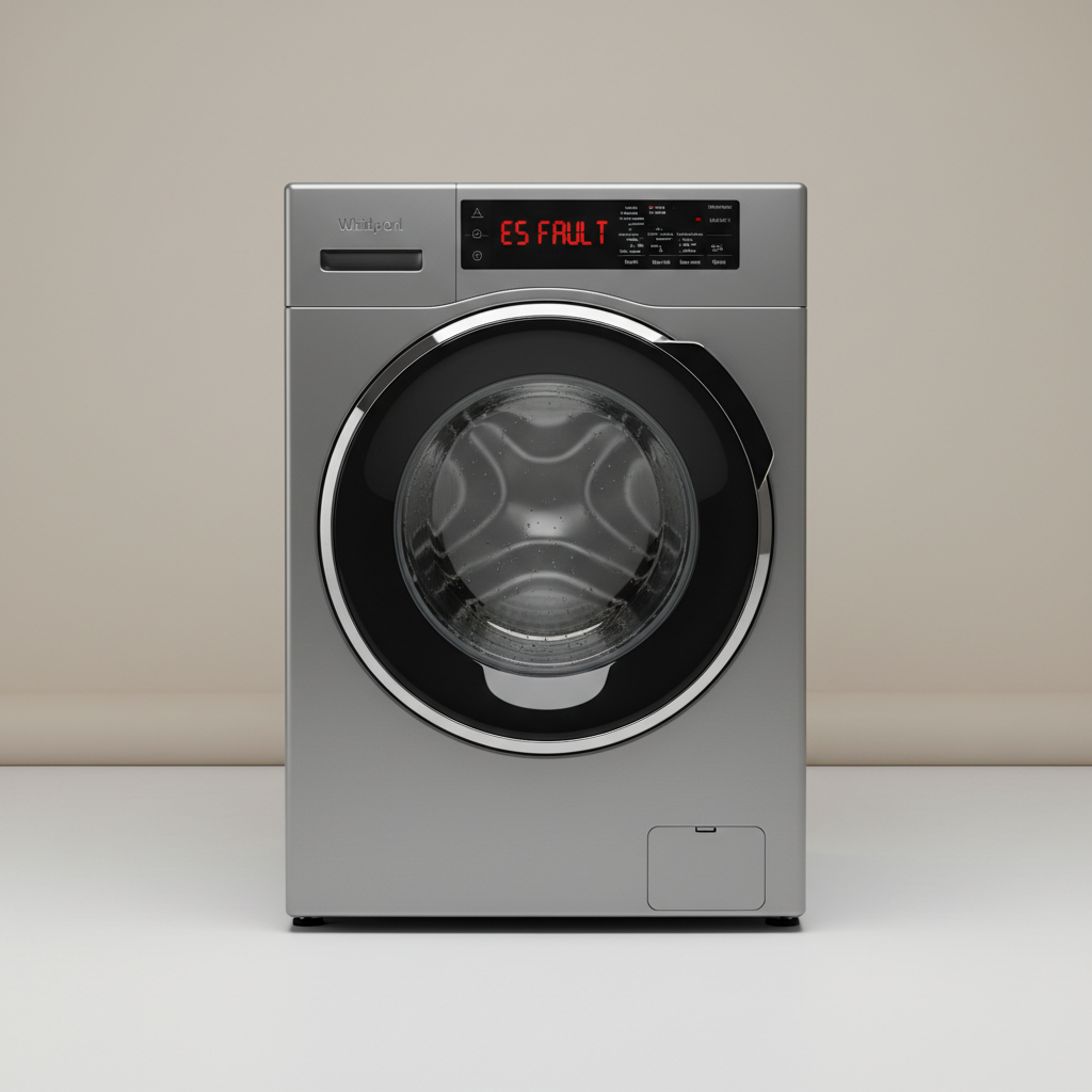 Whirlpool washing machine with error code display showing E5 fault