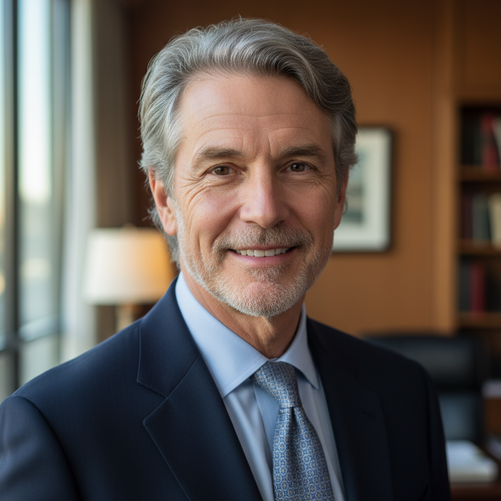 Confident man with genuine smile in professional setting