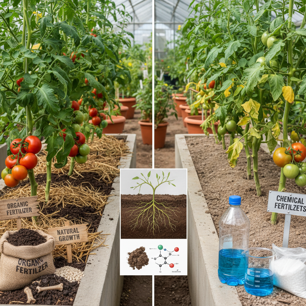 Comparison of organic compost and conventional fertilizer products