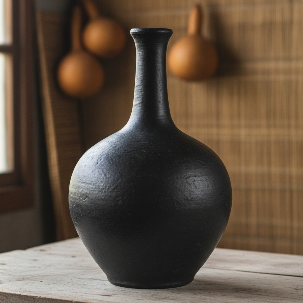 Traditional Filipino clay cooking pot palayok on rustic wooden surface, earthy tones