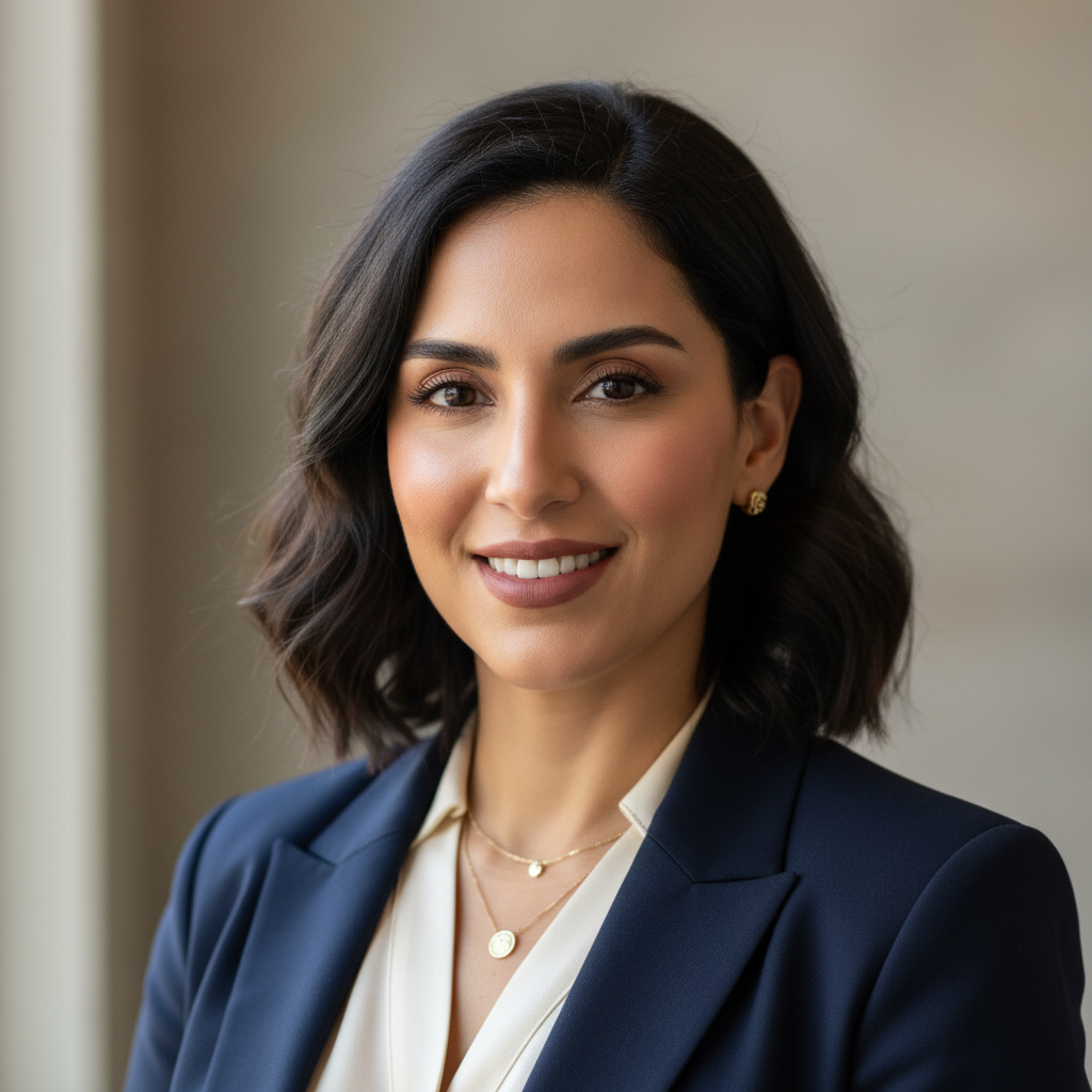 Leila N., a Middle Eastern female marketing strategist, professional headshot