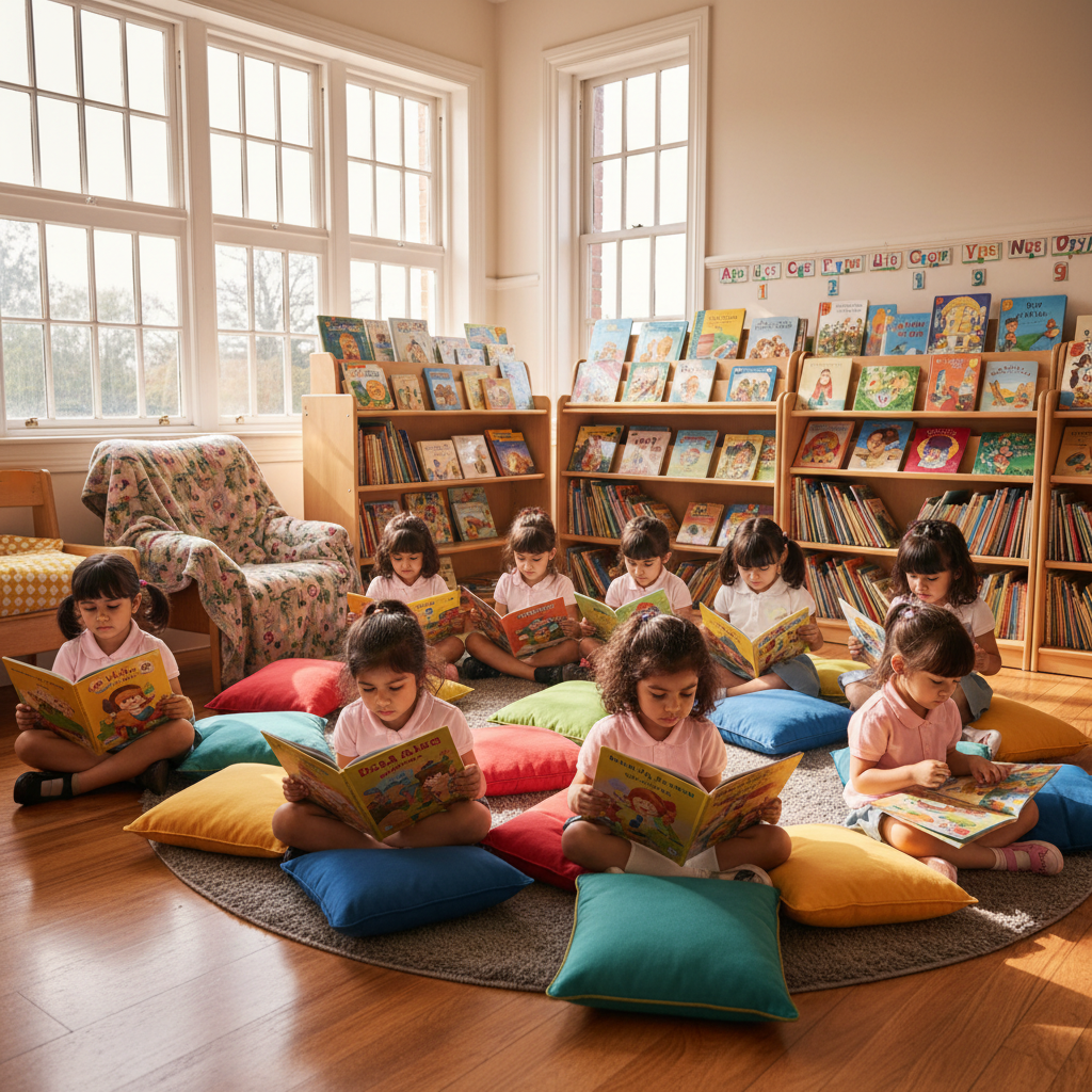 Marcus Thompson, kindergarten teacher and father from New York USA reviewing educational coloring books