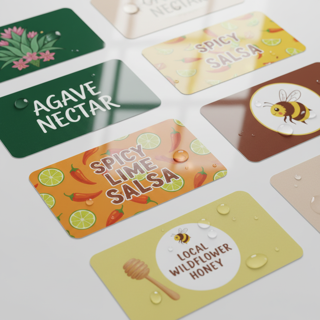 Personalised juice box labels with custom design on chilled juice boxes in bright light