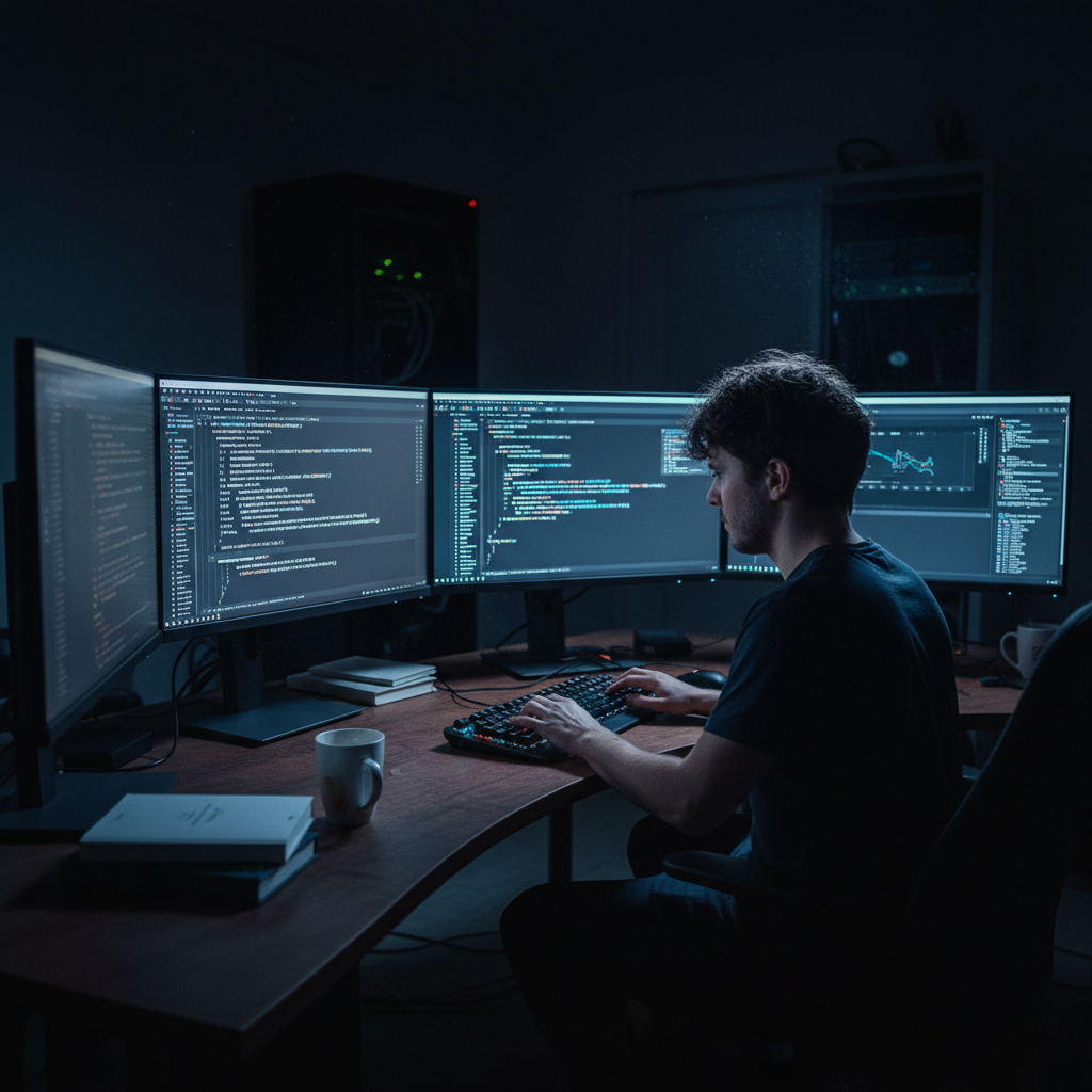 Python code on bright screen in clean workspace with natural light, open airy environment
