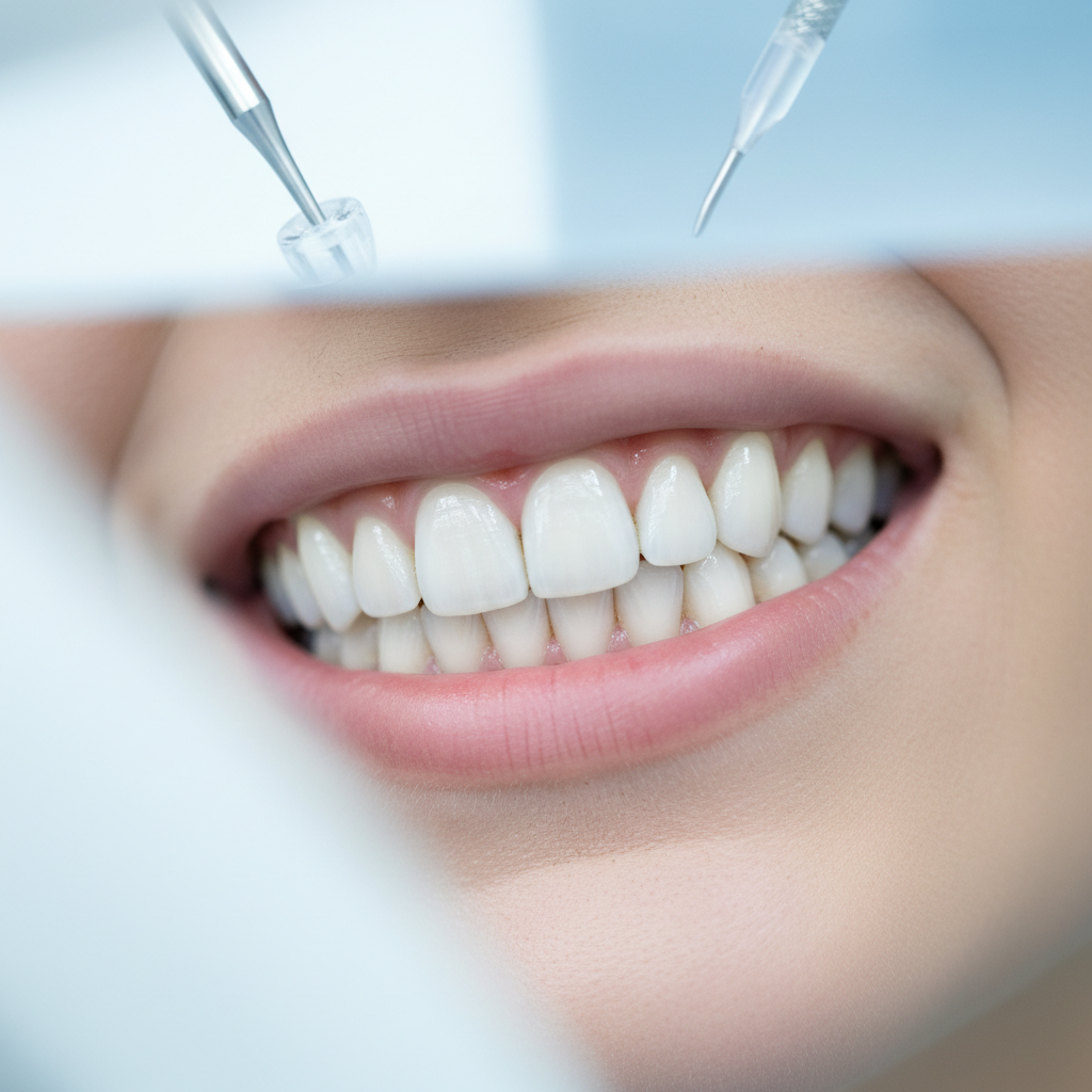 Bright white smile closeup showing perfect teeth alignment