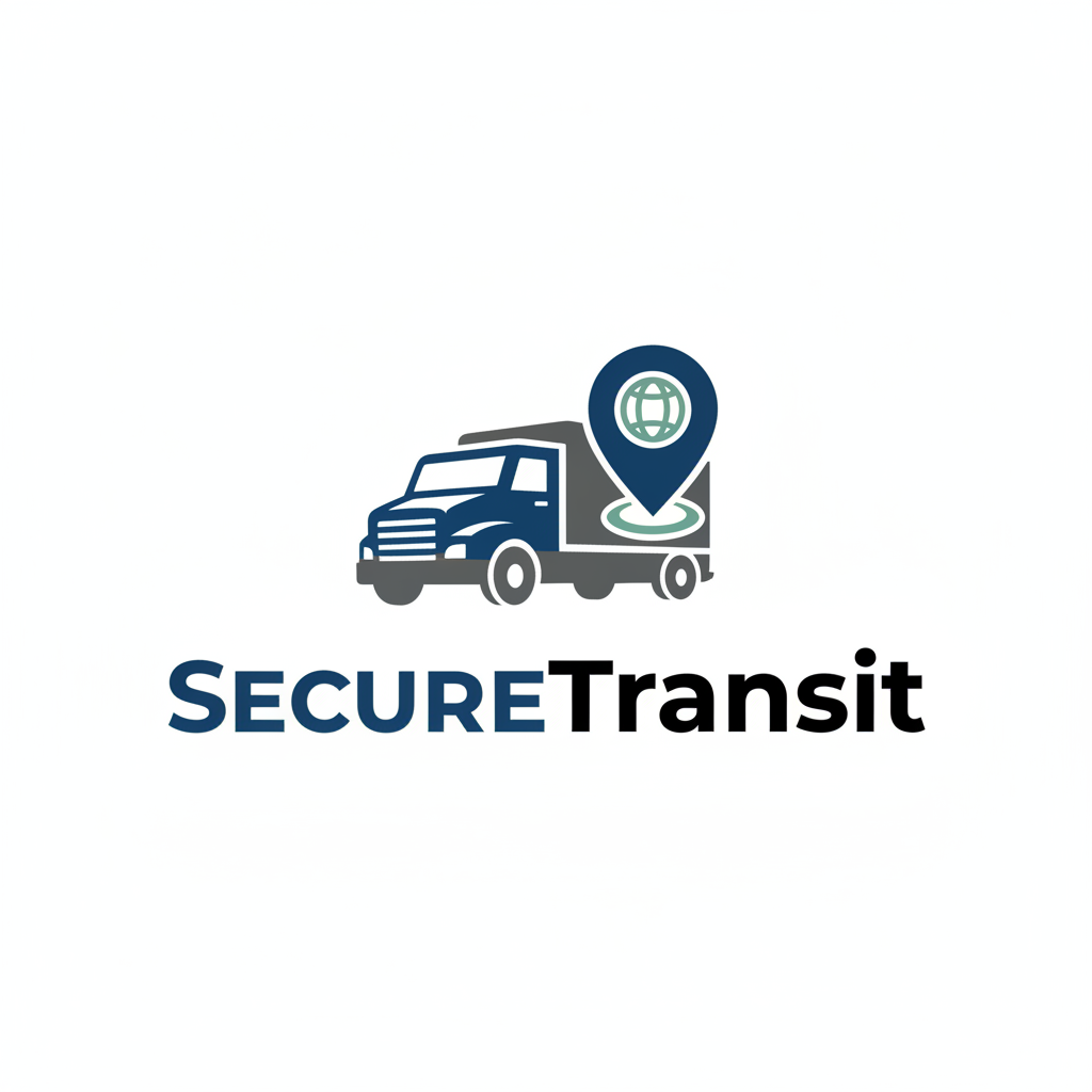SecureTransit logo featuring armored truck silhouette with GPS tracking symbol