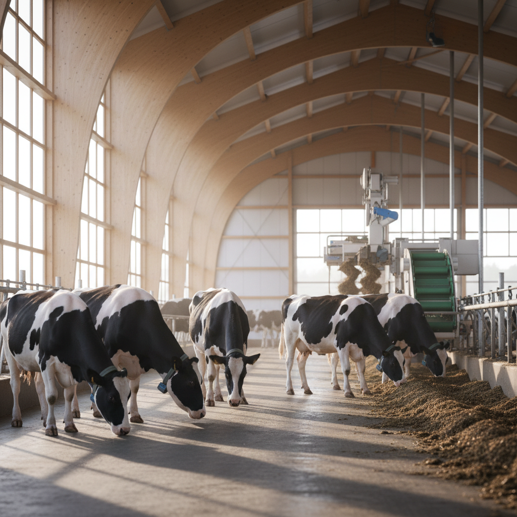 Fattening cattle in clean barn, healthy rumen condition, UK beef farm