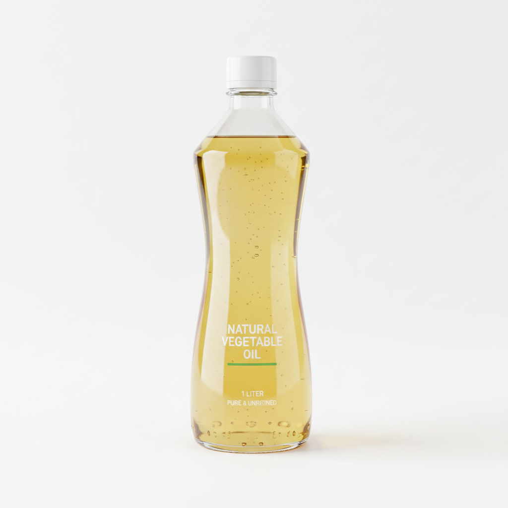 Cold-pressed walnut oil in amber glass bottle, warm golden-brown color against linen background