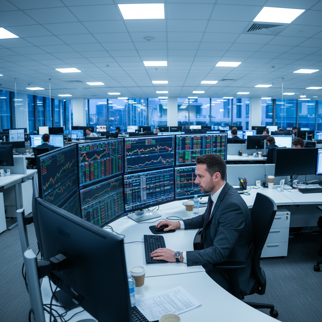 Vikram Patil, professional broker working at financial services firm with trading terminals