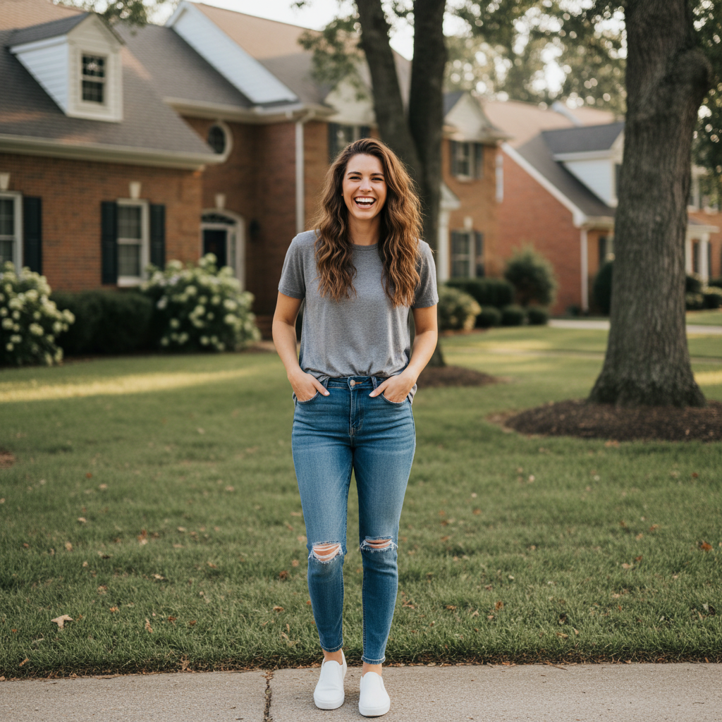 Community-Mitglied — Frau mit blondem Haar lächelt