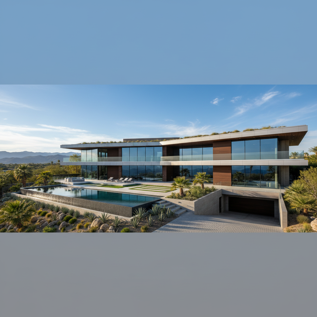 Luxury patio with modern outdoor furniture and mountain views in Scottsdale Arizona