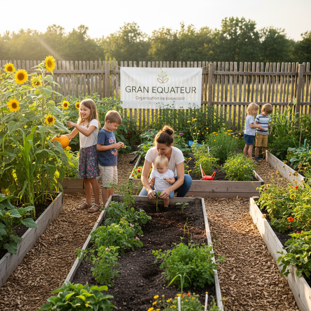 A mother and child at a community garden event