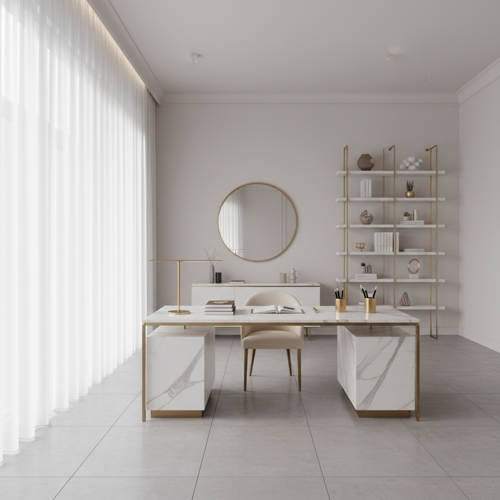 Elegant KAIZEN Studio interior with warm lighting and minimalist decor