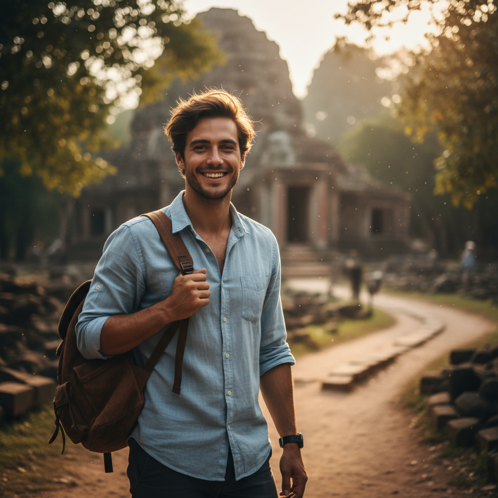 Daniel Reyes, friendly traveler with a relaxed smile