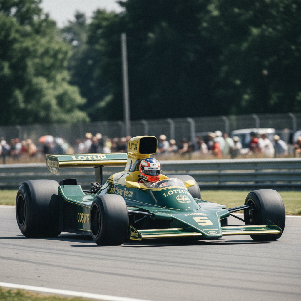 1970s Formula 1 car with aerodynamic wings — Cosworth DFV era, Lotus 49 wing car design evolution, Niki Lauda Ferrari 312T