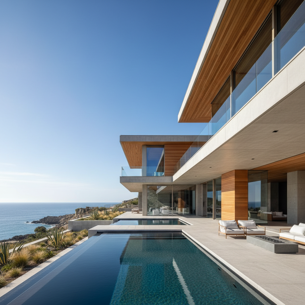 Modern luxury residential villa in Mumbai with contemporary architecture and landscaping