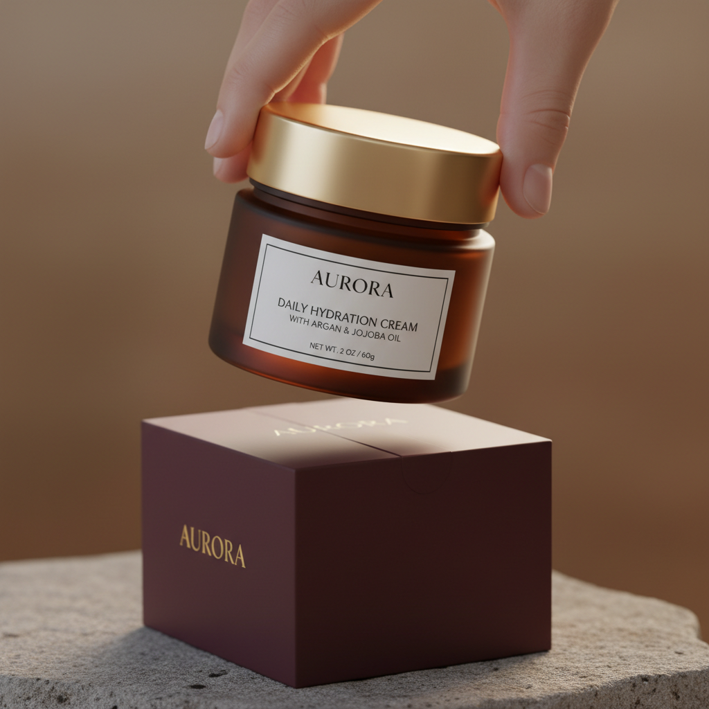 Matte ceramic moisturizer jar on pale stone surface representing barrier-supportive formulation philosophy