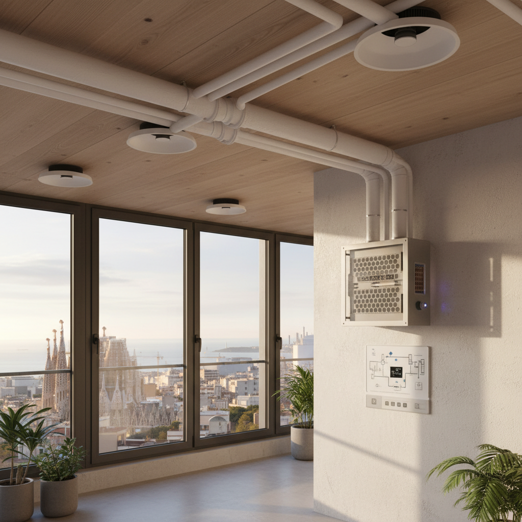 Sistema de ventilación mecánica con recuperación de calor para viviendas eficientes en Barcelona