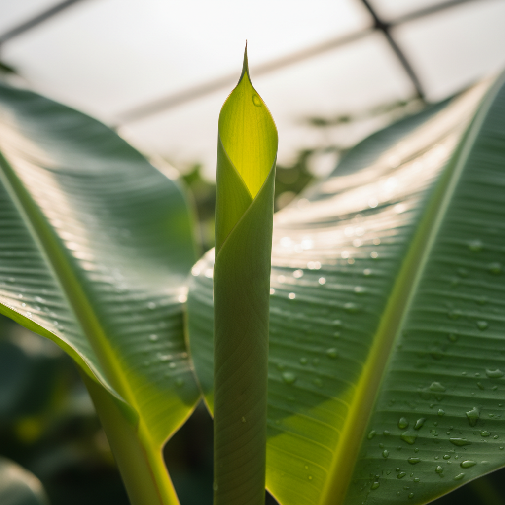 Fresh banana leaf being unrolled for a thali service