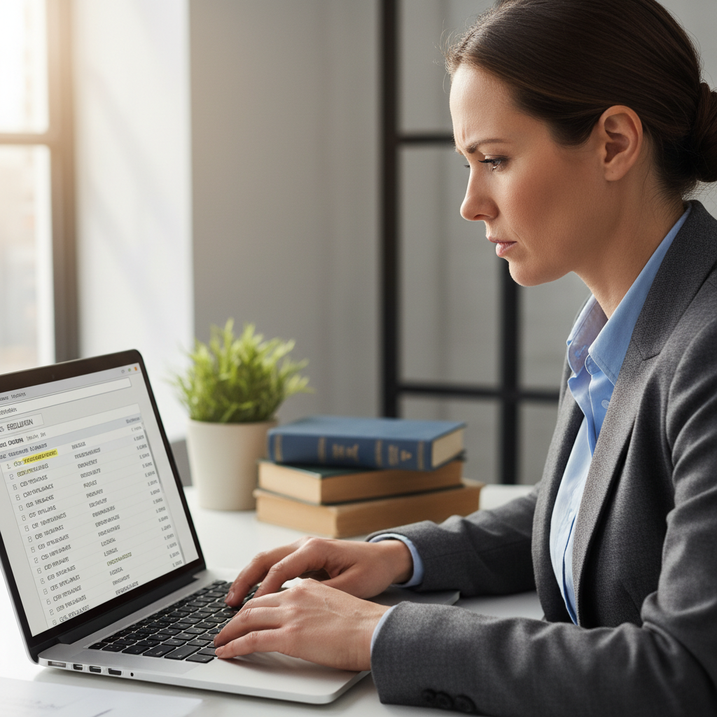 Compliance professional accessing email archive on a laptop with instant search results displayed