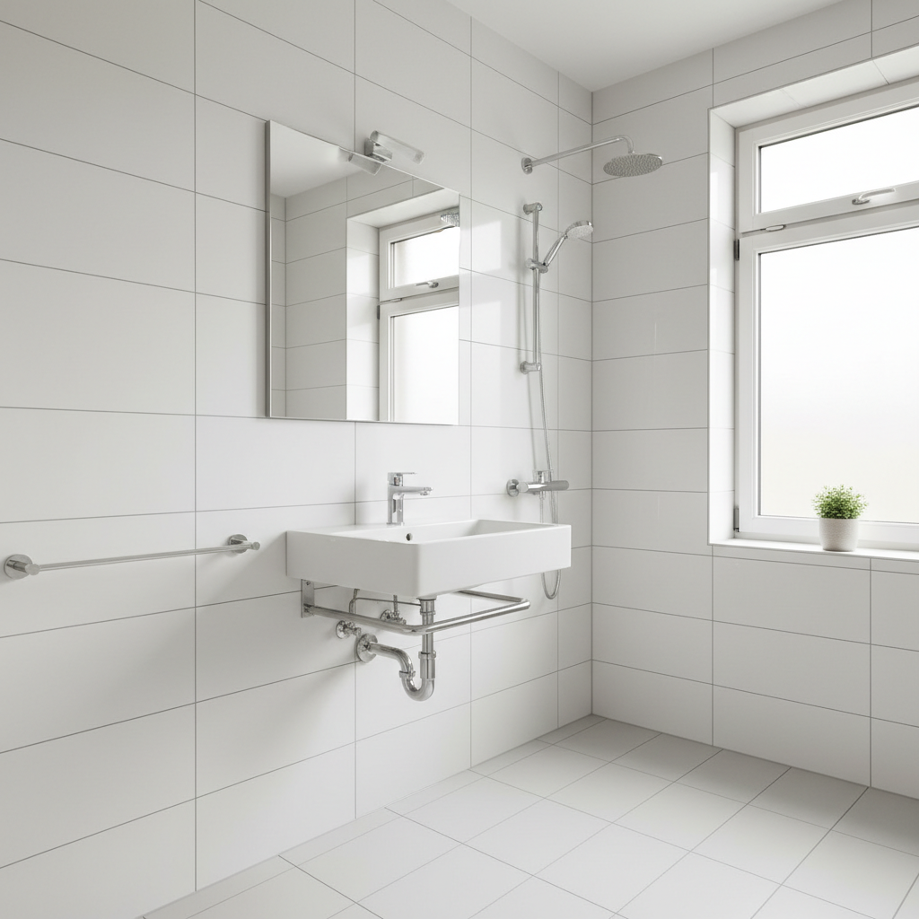 Clearwater Plumbing residential project — completed bathroom with modern tiling and plumbing work