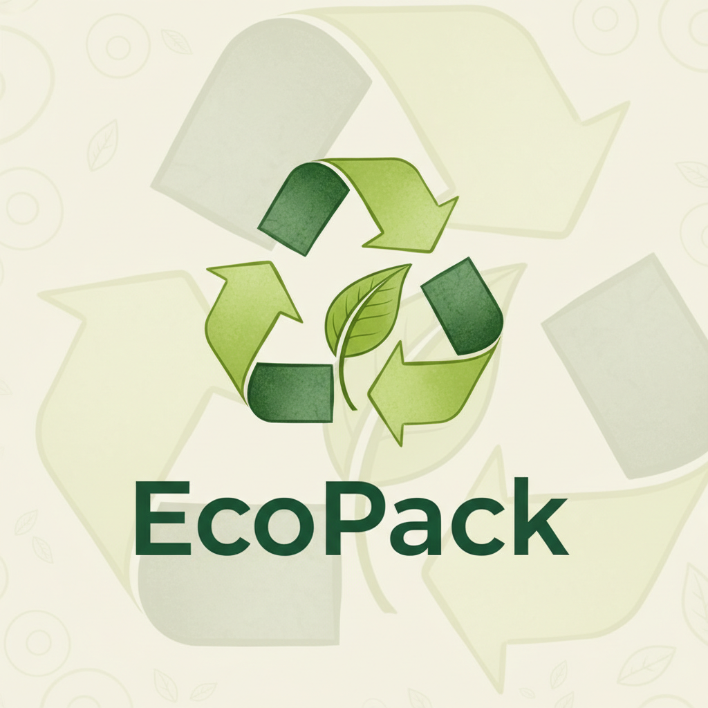 Eco-friendly product packaging with green leaf design on white background